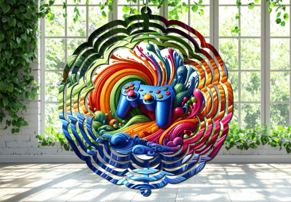 3D Colorful Abstract Game Wind Spinner: A Vibrant Addition to Outdoor Décor