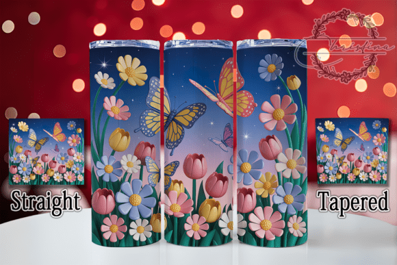 3D Colorful Butterfly Tumbler Design