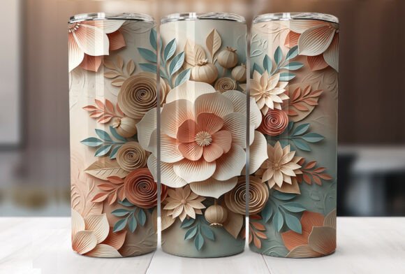 3D Floral 20oz Skinny Tumbler Wrap: A Digital Design for Practical Customization