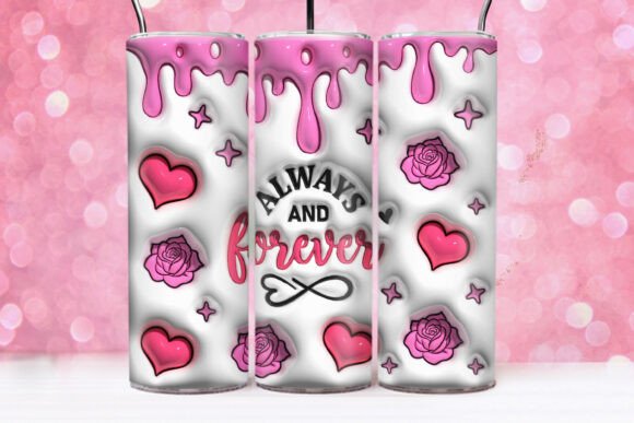 3D Inflated Pink Always and Forever Tumbler Wrap Design