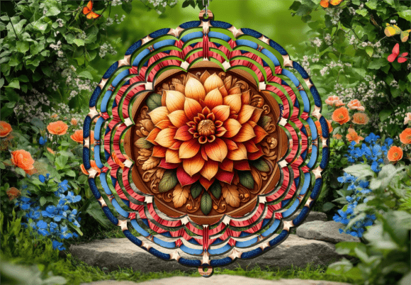 3D Orange Dahlia Floral Wind Spinner: A Dynamic Addition to Outdoor Décor