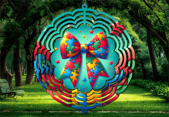 3D Puzzle Piece Ribbon Bow Wind Spinner: A Dynamic Addition to Outdoor Craft Projects