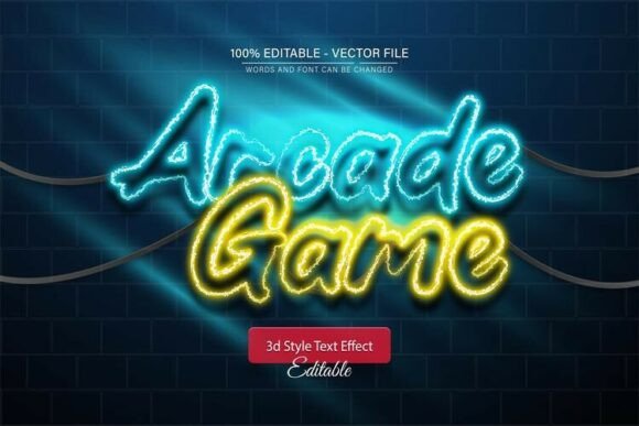 Arcade Game Neon Sign 3D Text Effect – A Versatile Design Tool for Creative Projects