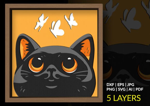 Black Cat White Butterflies Shadow Box: A Fusion of Craft and Contemporary Design