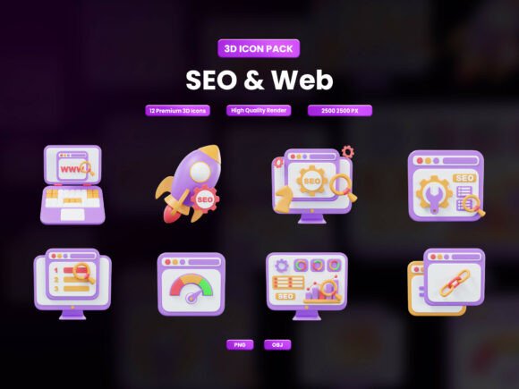 Boost Your Digital Presence with the SEO Web 3D Icon Pack