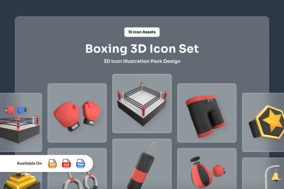 Boxing 3D Icon Set Bold Sport Assets: A Practical Resource for Designers and Content Creators