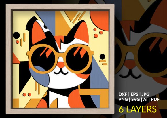 Cool Cat with Sunglasses Shadow Box