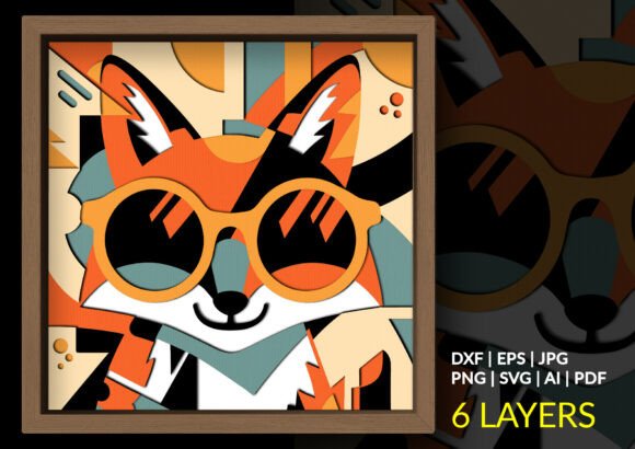Cool Fox SVG Sunglasses Shadow Box
