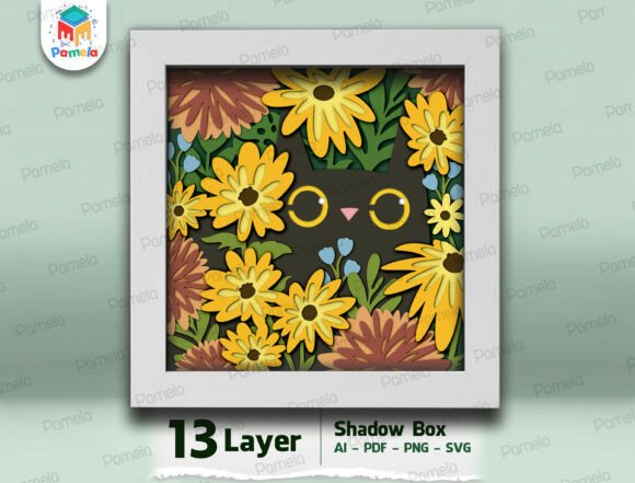Create Stunning Art with the 13-Layer Cat Shadow Box SVG – A Must-Have for Craft Enthusiasts