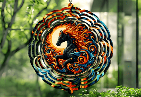 Fire Spirit Horse 3D Wind Spinner: A Dynamic Design for Modern Creatives
