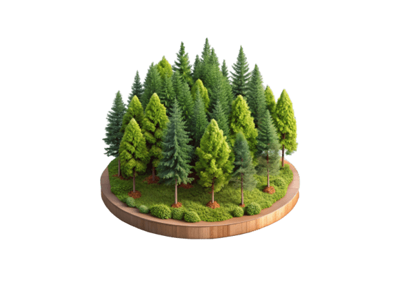 Green Forest Island 3D Render PNG: A Versatile Design Asset Done Right
