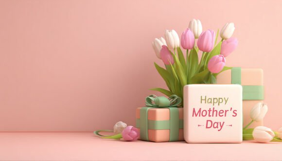 Mother's Day Gift Box Tulips 3D Render: A Beautiful Solution for Heartfelt Celebrations