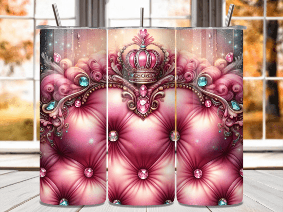 Pink Royal Crown 3D Tumbler Wrap – A Stylish and Practical Design for 20-Oz Tumblers