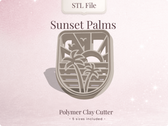 Sunset Palms Screen Clay Cutter STL File: Elevating Tropical Jewelry Design