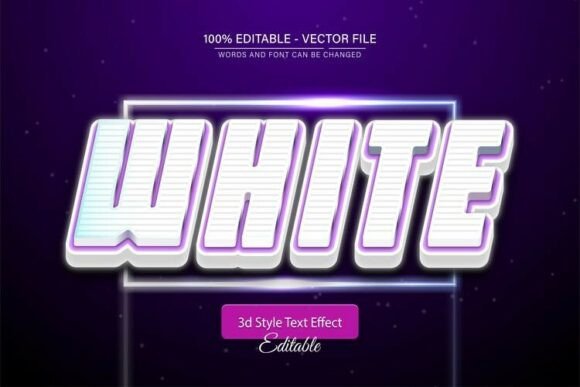 White Neon Glow 3D Editable Text Effect